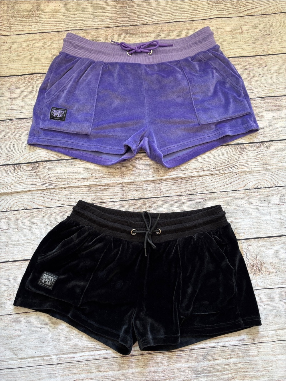Purple & Black Velour Women's Lounge Shorts - FB COUNTY